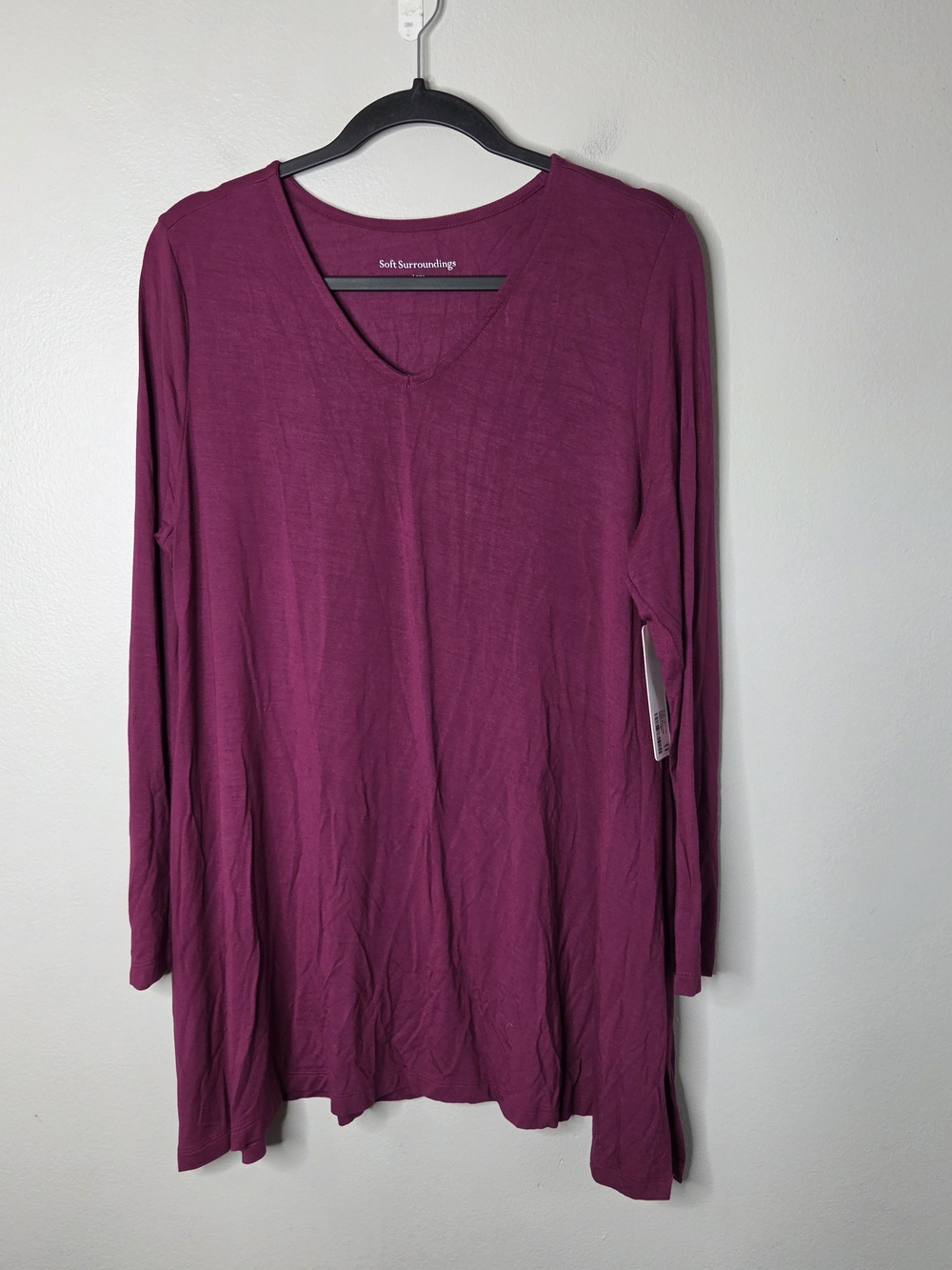 Soft Surroundings Women's Tahira Long Sleeve V-Neck Tunic - Deep Berry